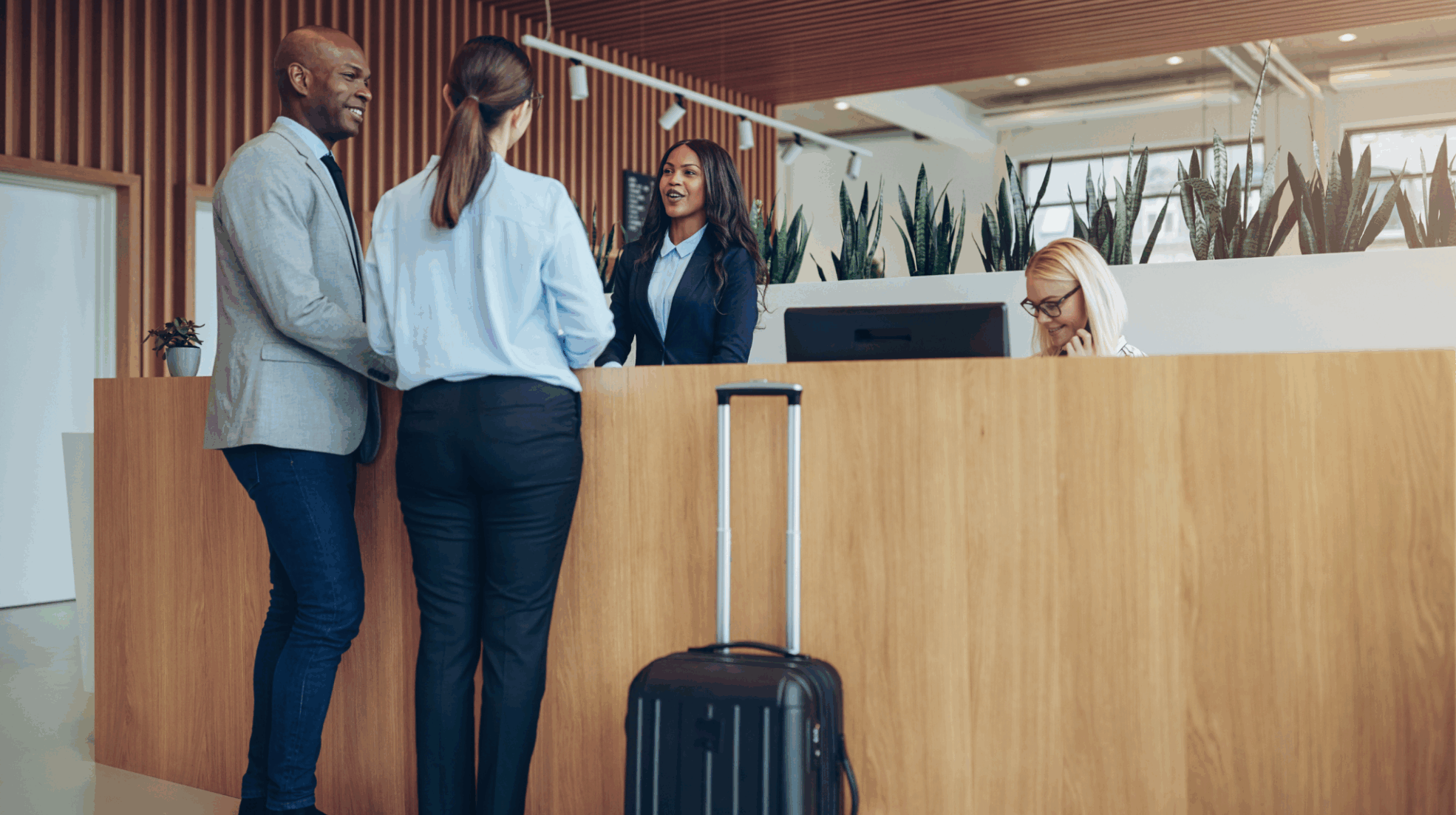 An airport terminal or an airplane interior with a professional and welcoming vibe. This could include passengers checking in at a counter or boarding a plane together.